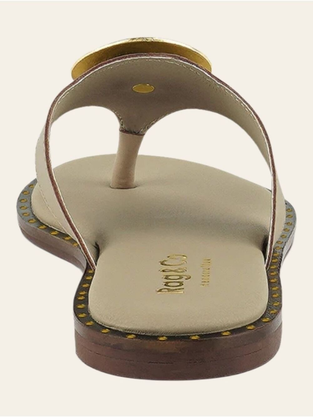 Genuine Leather Rag & Co Minimal Luxe Sandals Gold Medallion NWT 7.5 NWT - Picture 7 of 8